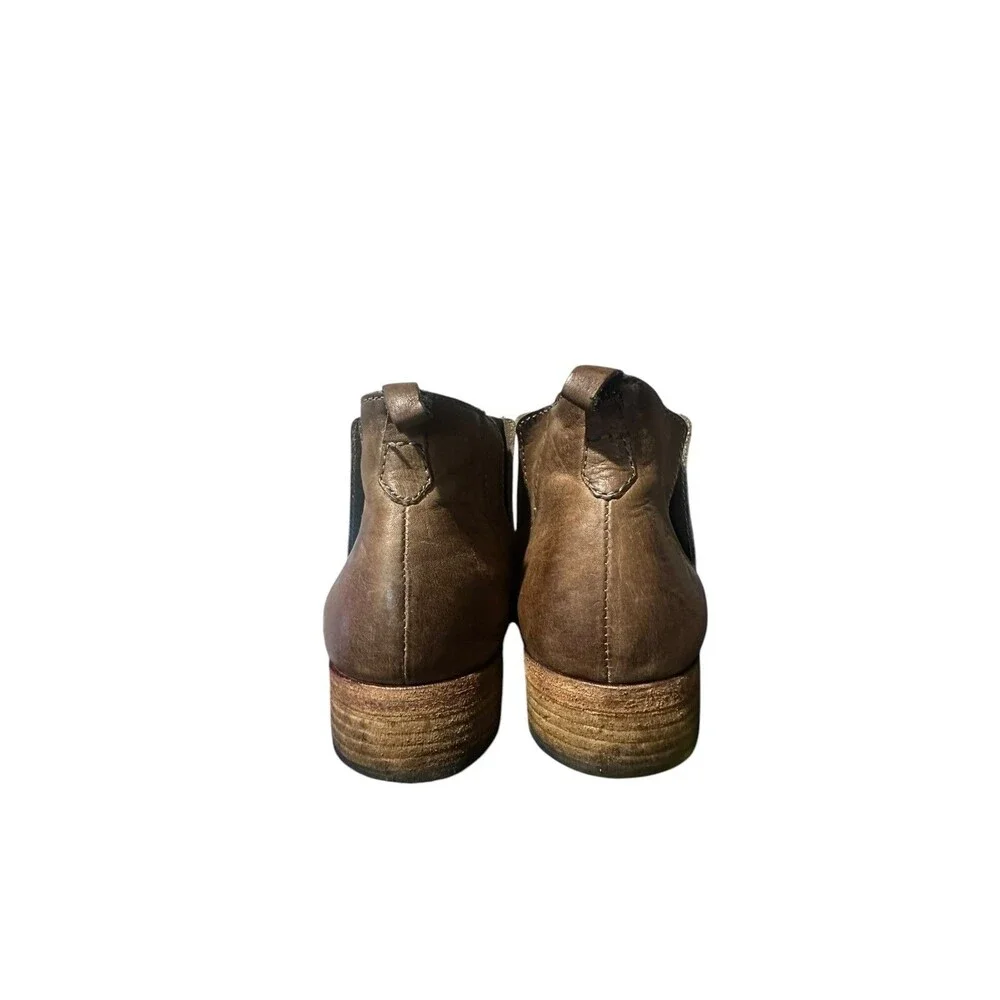 Kork Ease Women's Sz 10 M Velma Brown Leather Stretch Chelsea Ankle Boots Boho